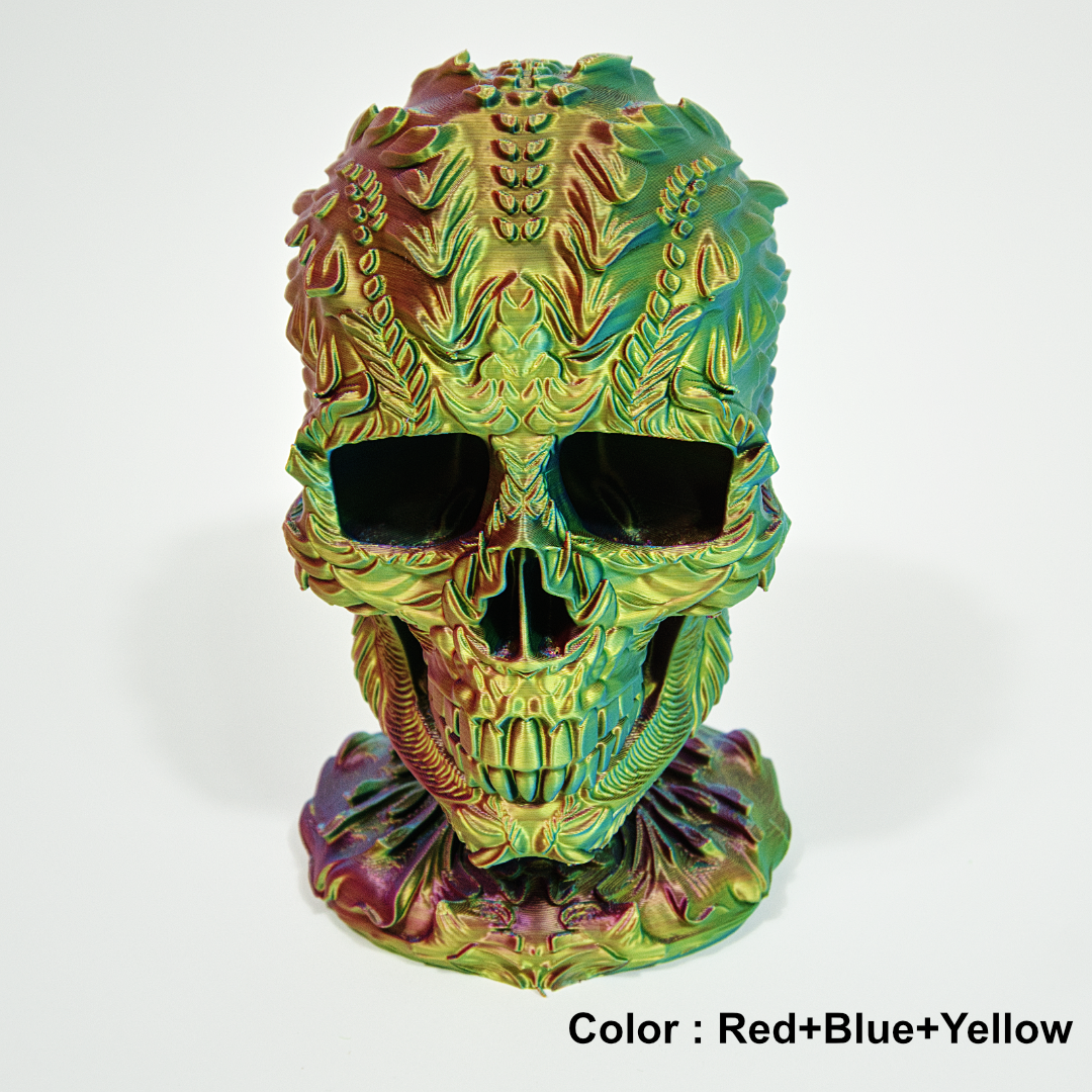 3D Printed Iridescent Skull — Gothic Decor & Headphone Stand