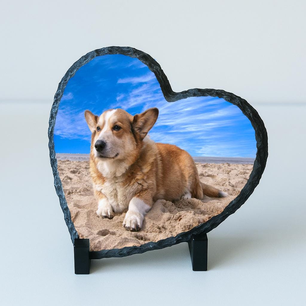 Personalized Rock Slate Photo Frame – Custom Memorial Plaque