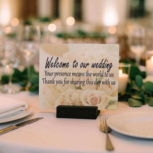 Custom Metal Photo Print with Wood Stand | Waterproof Personalized Sign