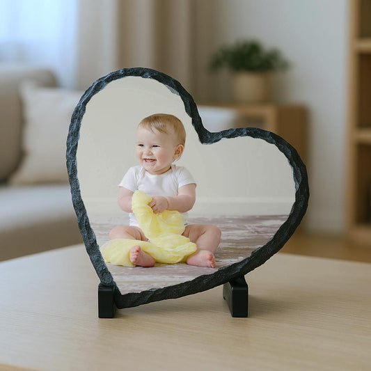 Personalized Rock Slate Photo Frame – Custom Memorial Plaque