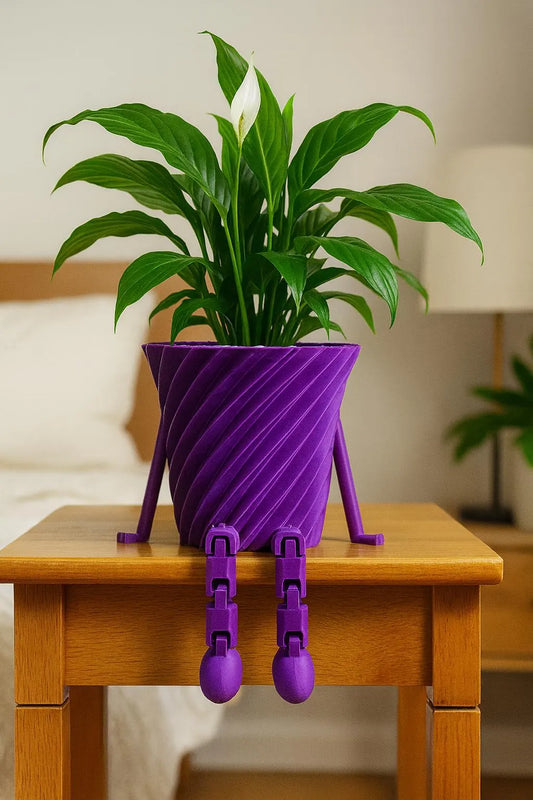 3D Printed Spiral Planter with Dangling Legs | Modern Cute Succulent Pot
