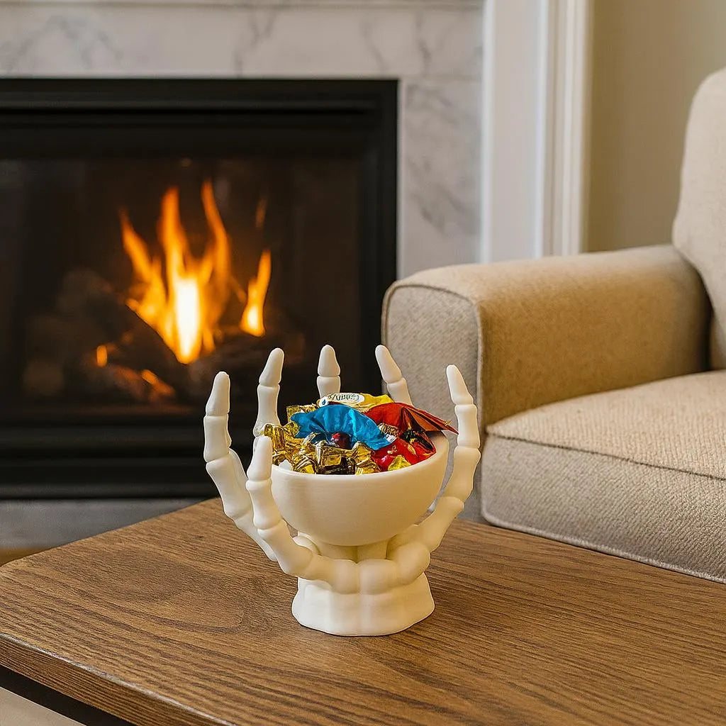 3D Printed Skeleton Hands Bowl – Gothic Halloween Decor | Unique Handmade Centerpiece